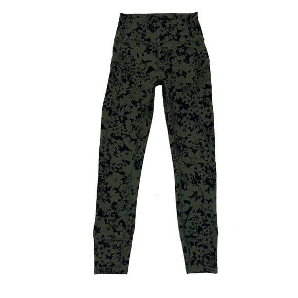 Lululemon All You Do Tight Legging Women Efflorescent Barracks Green Black 4 - Picture 1 of 4